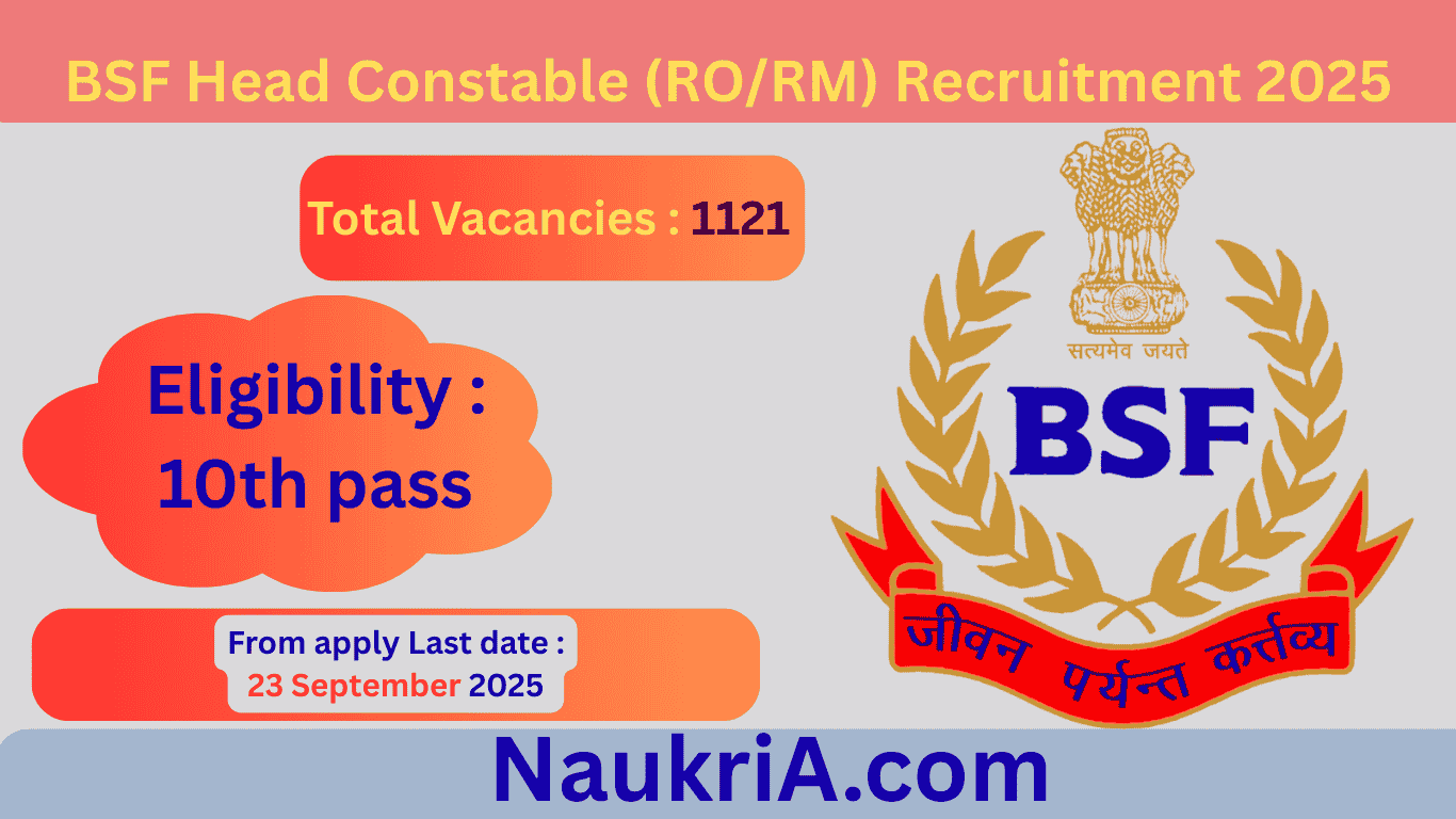 BSF Head Constable (RO/RM) Recruitment 2025 – 1121 Vacancies | Apply Online