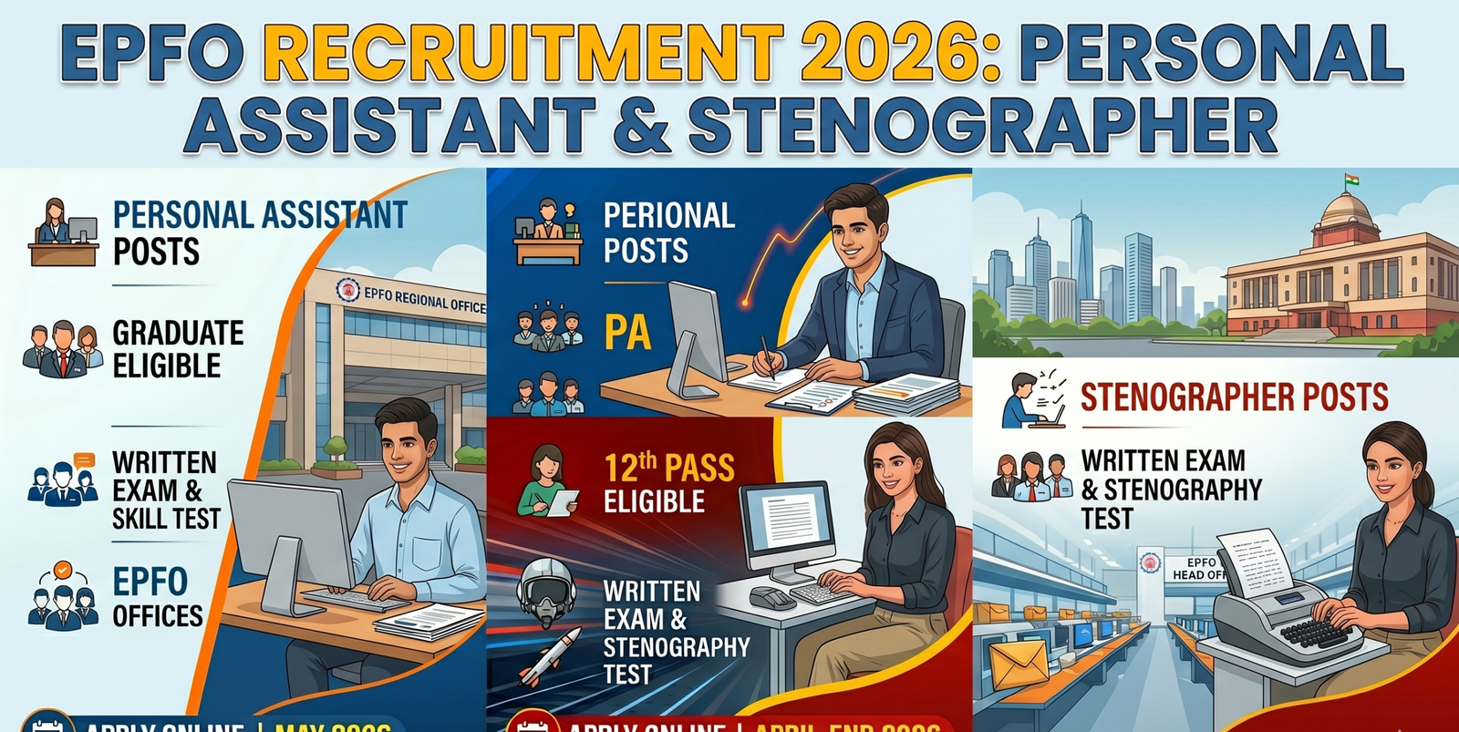 EPFO Personal Assistant Recruitment 2026 Apply Online for 500+ Posts, Syllabus, Salary Details