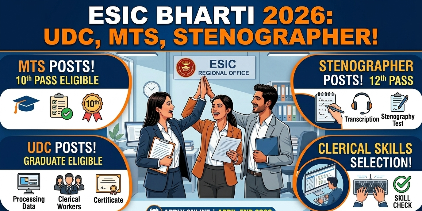 ESIC Recruitment 2026 Apply Online for 2500+ UDC, MTS, and Steno Posts, Salary, Eligibility