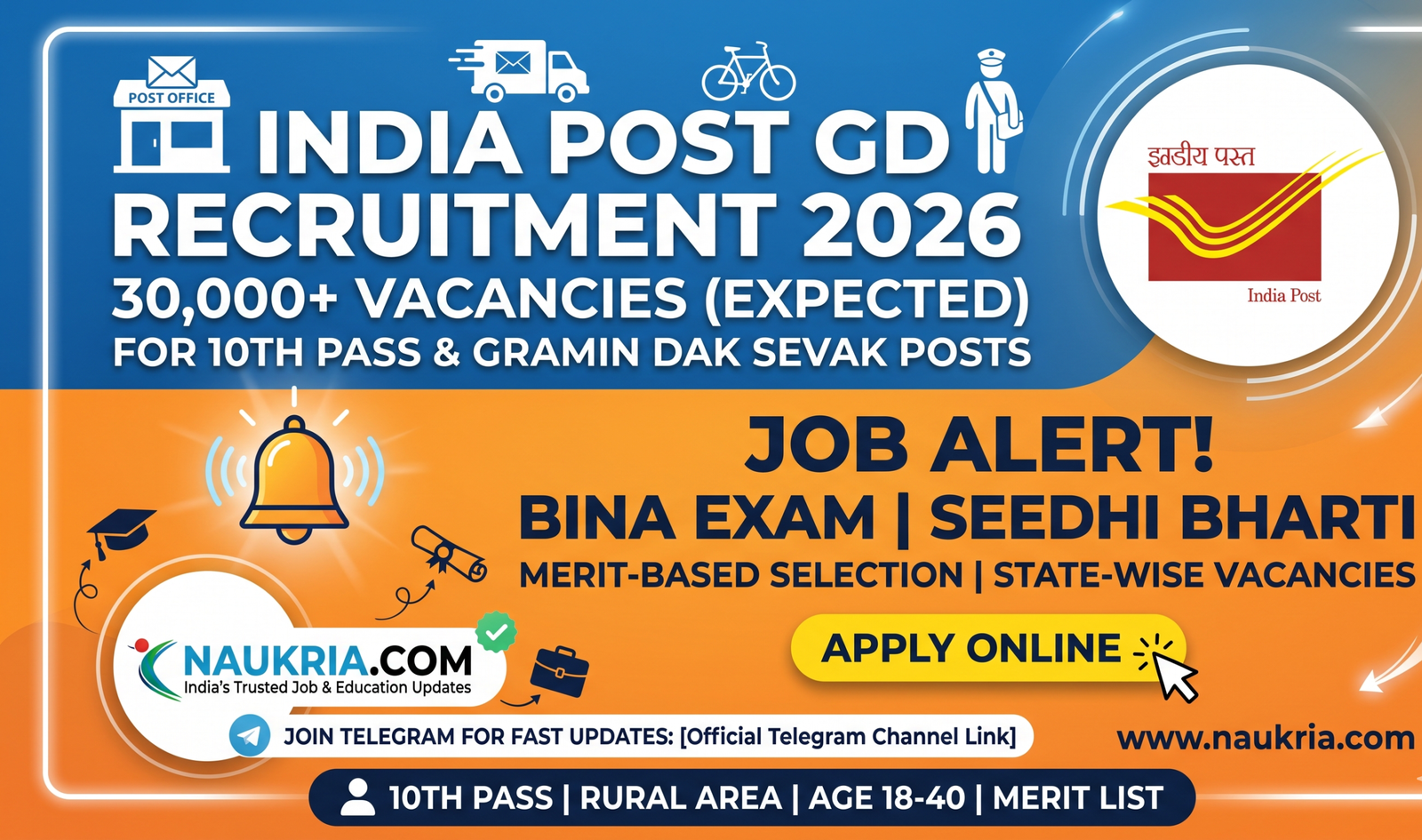 India Post GDS Recruitment 2026: Apply Online for 30,000+ Gramin Dak Sevak Vacancies