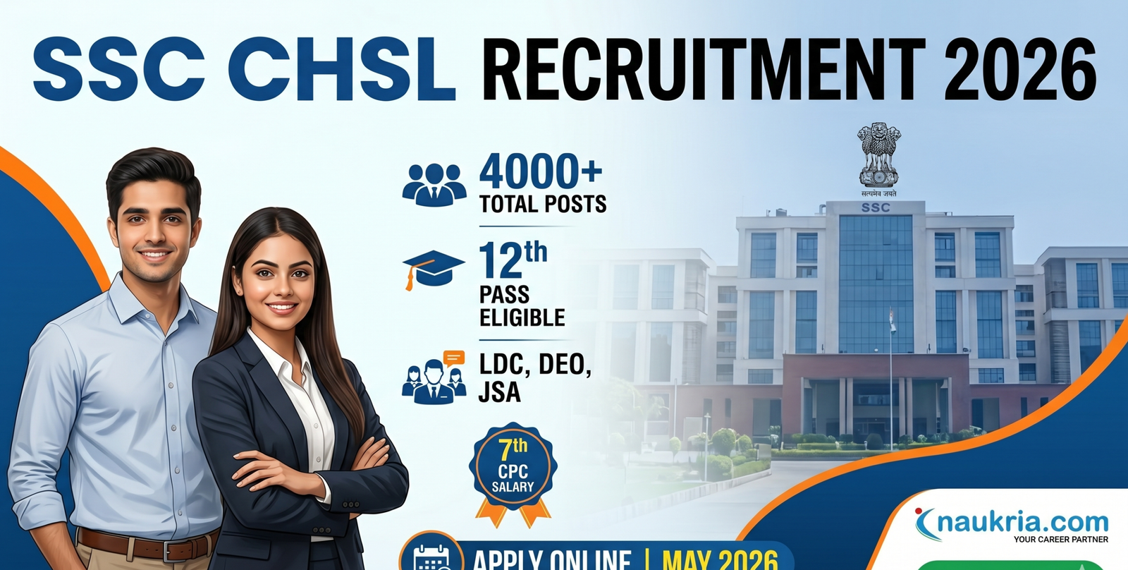 SSC CHSL 2026 Notification, 12th Pass Jobs.