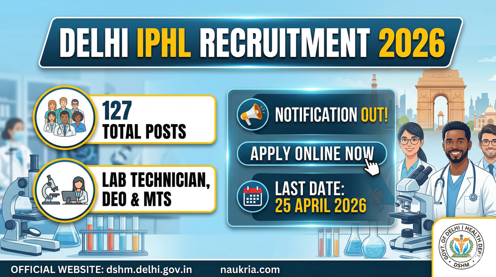 Delhi IPHL Recruitment 2026: 125+ Vacancies Notification Out, Apply Online Now!