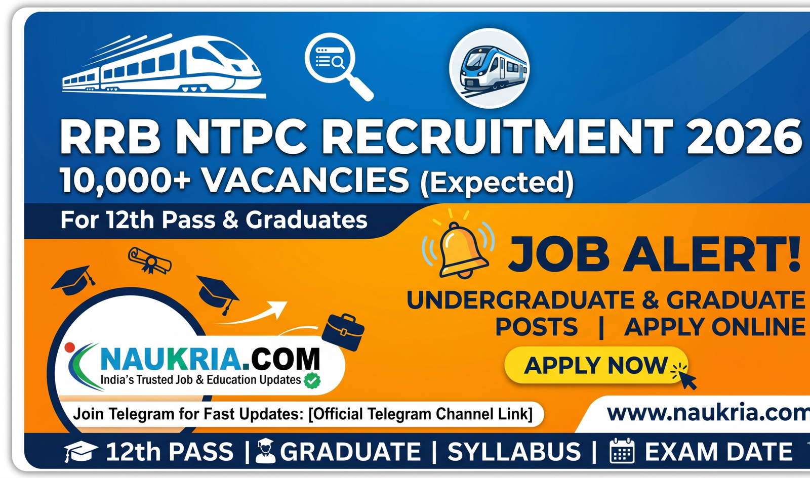 RRB NTPC Recruitment 2026 Notification: Apply Online for 10,000+ Vacancies