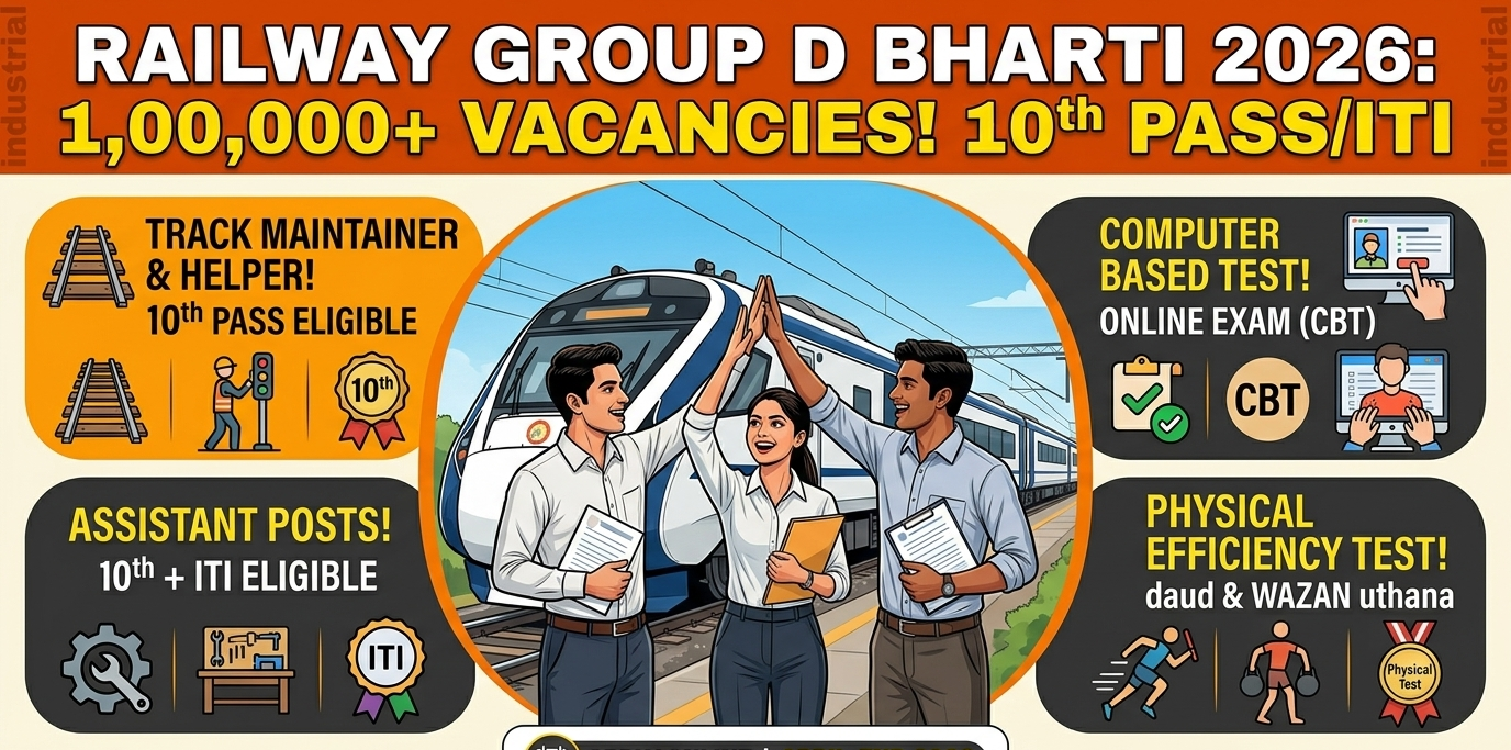 Railway RRB Group D Recruitment 2026 1 Lakh+ Vacancies, 10th Pass Eligible, Apply Online